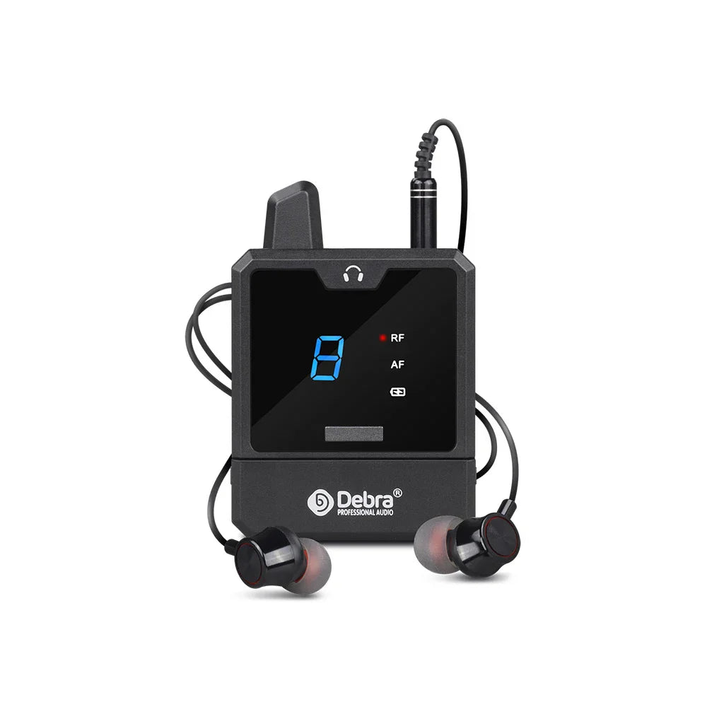 Debra Portable UHF IEM Wireless In-Ear Monitor System – Rechargeable Audio Mini for Music, Live Broadcast & Audio Monitoring