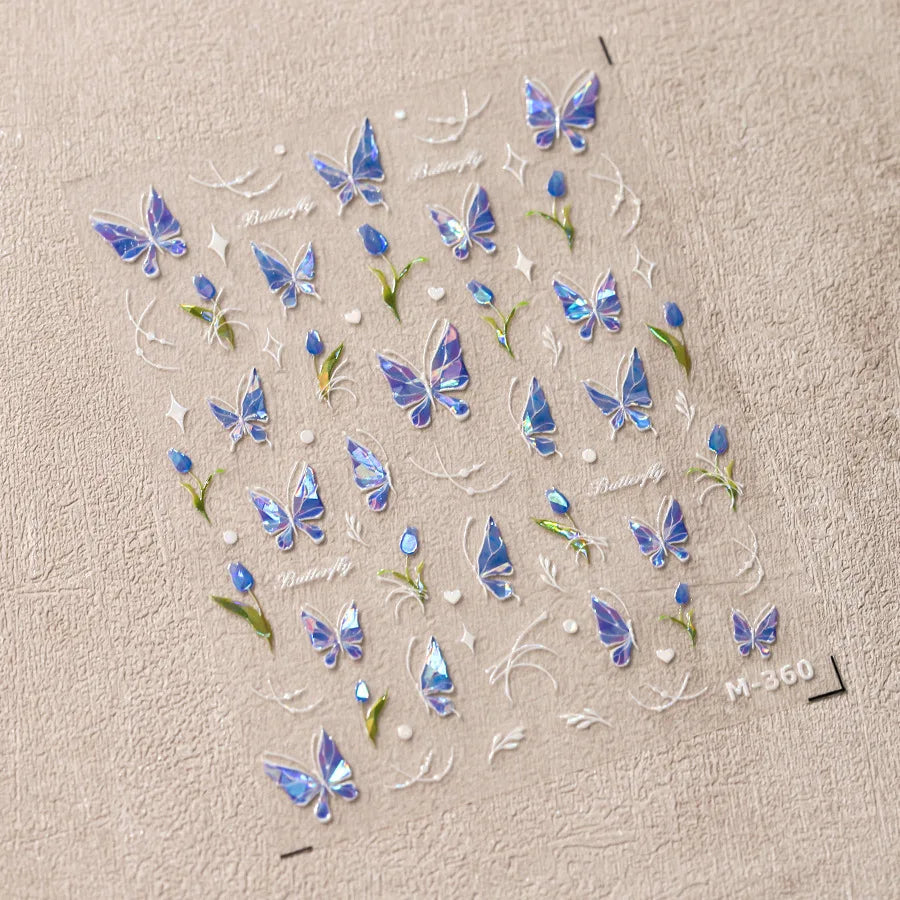 5D Glitter Butterfly Nail Sticker – Kawaii Aurora Nail Art Decal for DIY Manicure & Nail Decorations