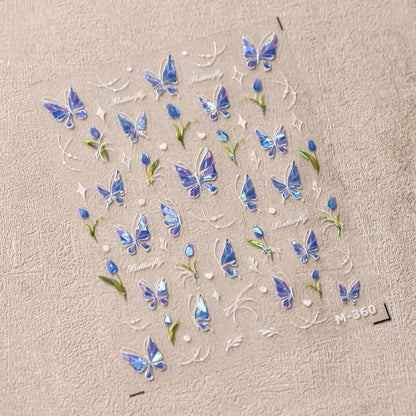 5D Glitter Butterfly Nail Sticker – Kawaii Aurora Nail Art Decal for DIY Manicure & Nail Decorations