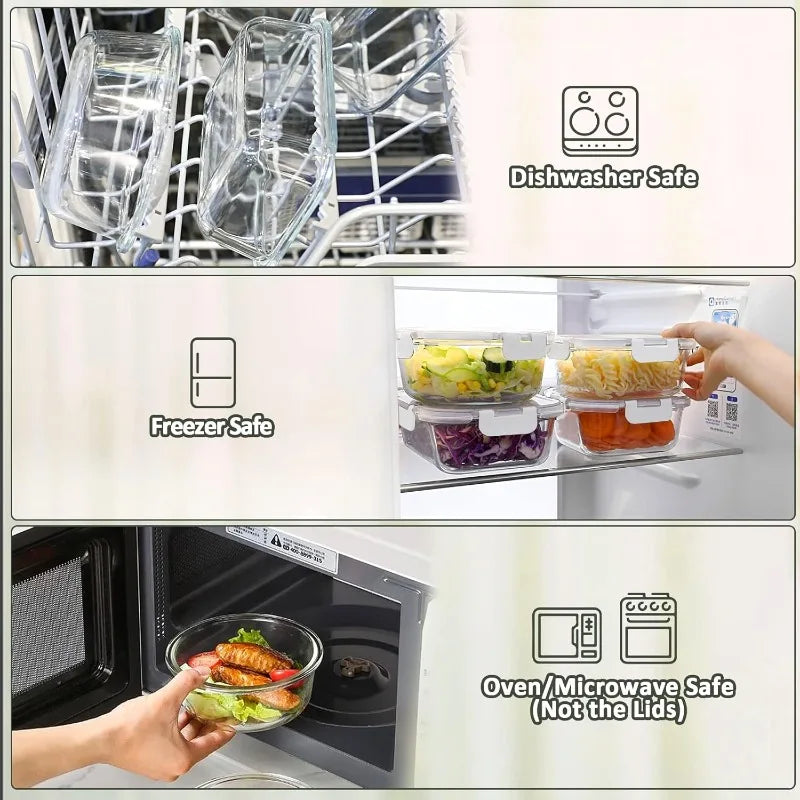 30-Piece Glass Food Storage Container Set — Airtight Meal Prep Containers with Upgraded Snap-Lock Lids, Oven Safe