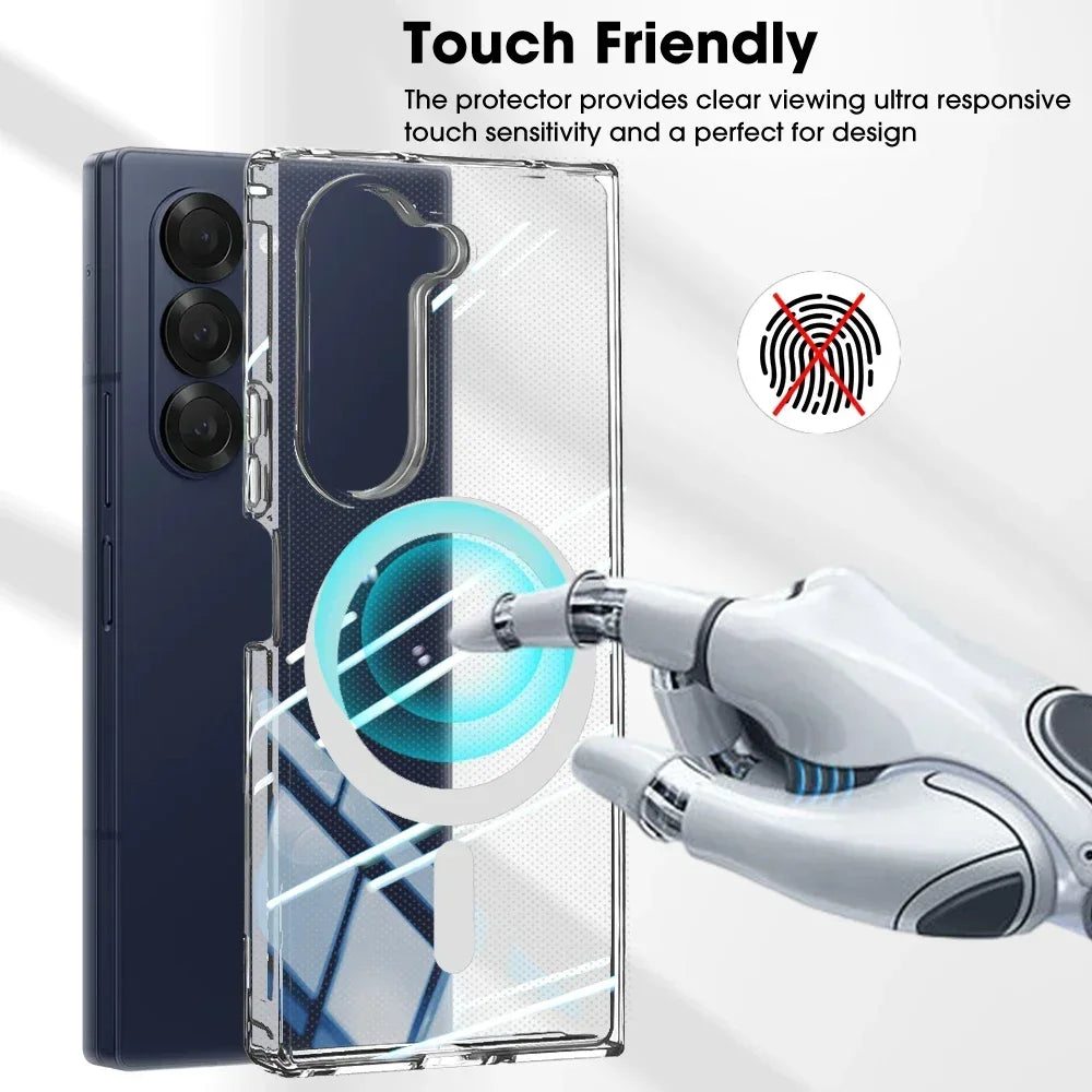 Clear Magnetic Shockproof Case for Samsung Galaxy Z Fold 6 – Magsafe Wireless Charging Compatible Cover
