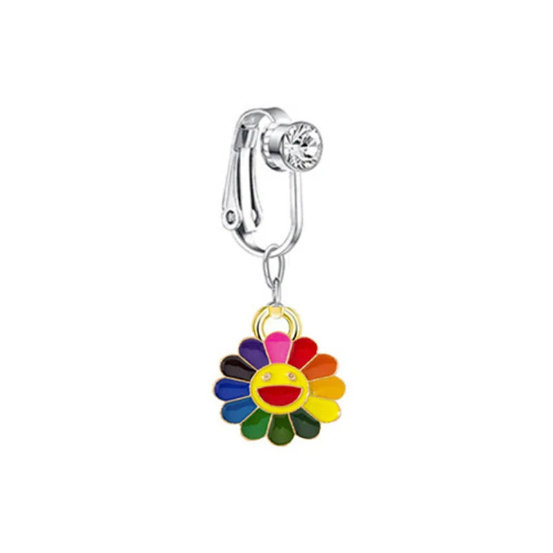 Faux Butterfly Leaves Belly Piercing – Dangling Clip-On Fake Navel & Cartilage Earring for Umbilical Piercing