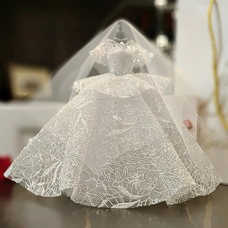 1/6 Mini Bride Doll Wedding Gown Set – Display Mannequin with Stand for Doll Clothes