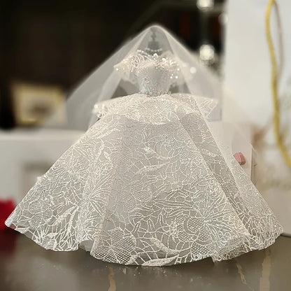 1/6 Mini Bride Doll Wedding Gown Set – Display Mannequin with Stand for Doll Clothes