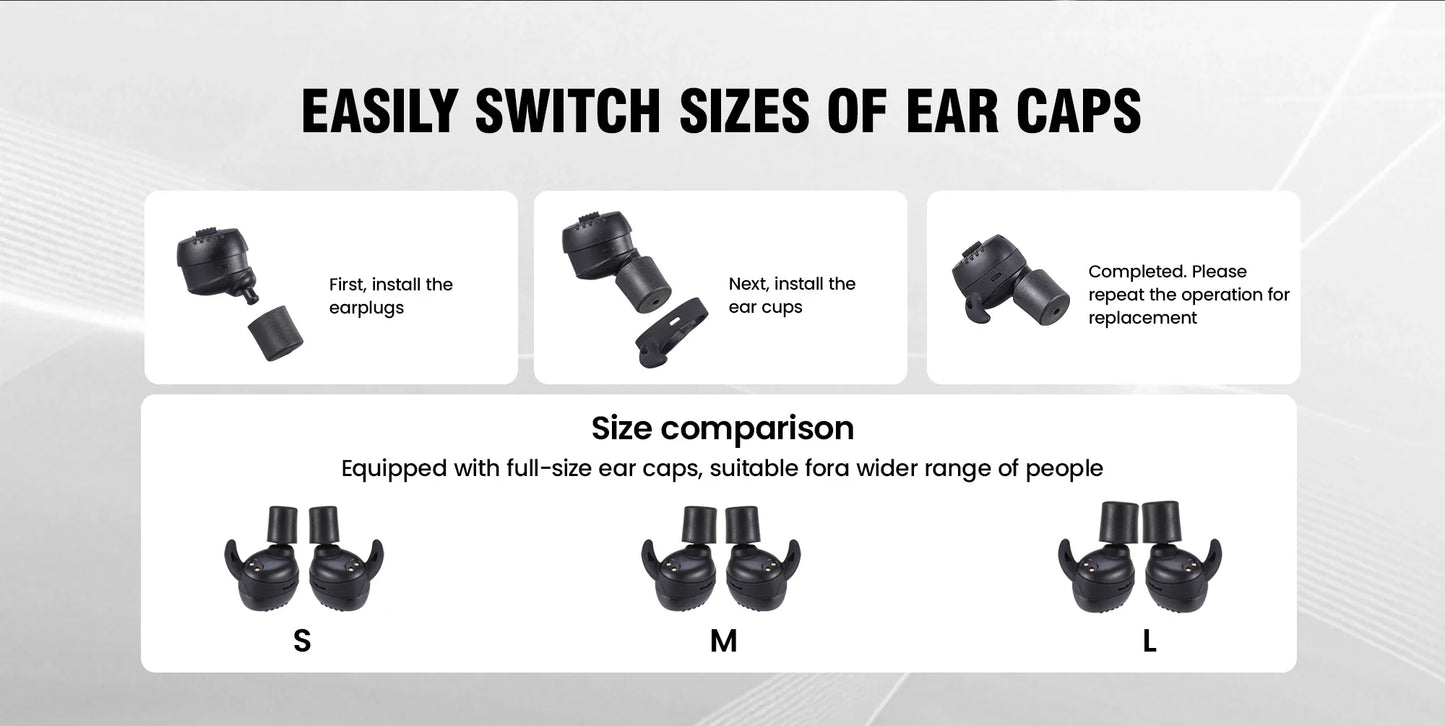 ARM NEXT E30 Tactical Bluetooth Headset – Electronic Noise-Cancelling Earplugs NRR27dB for Shooting