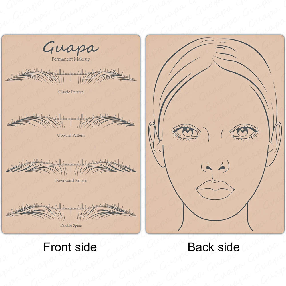 Silicone Practice Skin for Permanent Makeup — Double-Sided Latex Sheet with Brows Design for Hair Stroke Training