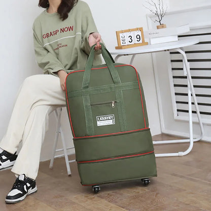 Folding Travel Bag with Swivel Wheels – Large Capacity Telescopic Luggage Storage Box for Overnight Trips & Travel