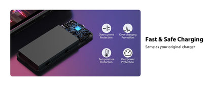 Antank Magnetic Power Bank for Steam Deck — 16,000mAh 45W PD Fast Charging Detachable Battery with Dual USB Cables