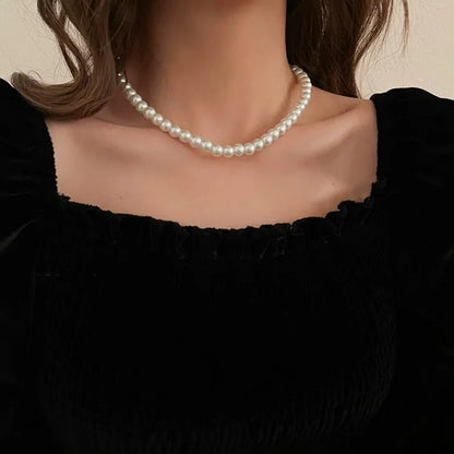 Imitation Pearl Heart Choker Necklace for Women – Trendy Party Clavicle Jewelry Gift