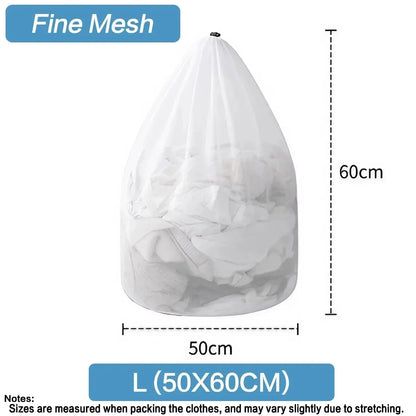 Large Drawstring Laundry Bag - Durable Mesh Washing Net for Clothes, Jeans, Blankets & Bedding