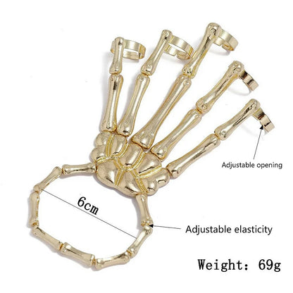 Steampunk Skull Skeleton Bracelet – Gothic Adjustable Elastic Bangle for Men & Women Couples Jewelry