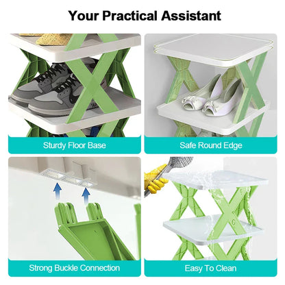 Multi-Layer Detachable Shoe Rack Storage Organizer — Space-Saving Household Shoe Shelf Cabinet