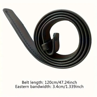 Vintage Adjustable Belt – Metal Buckle Fashion Waistband for Men, Punk Western Cowboy Style with Embossed Design