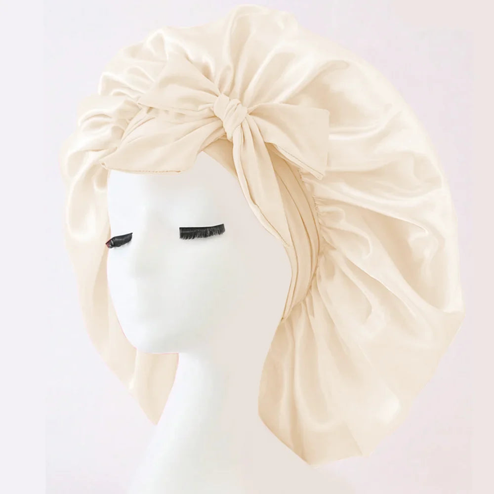 Satin Silk Bonnet – Adjustable Sleeping Hair Bonnet with Tie Band for Women & Men