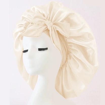 Satin Silk Bonnet – Adjustable Sleeping Hair Bonnet with Tie Band for Women & Men