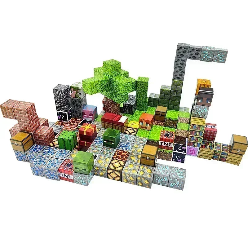 Magnetic Building Blocks Set – Mine World Cube Magnet, STEM Toy for Kids 3+, DIY Model, Best Montessori Sensory Gift