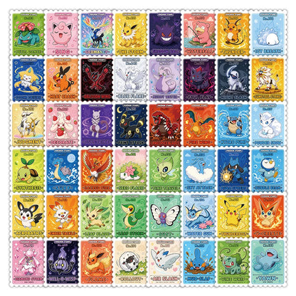 60PCS Pokémon Anime Stickers - Cute Scrapbooking Decals for Laptops, Notebooks & Suitcases