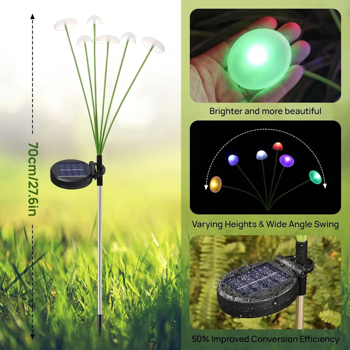 Solar Garden Mushroom Lights - Dual Mode LED Waterproof Solar Pathway Lights for Yard Patio Garden Decor & Ambiance