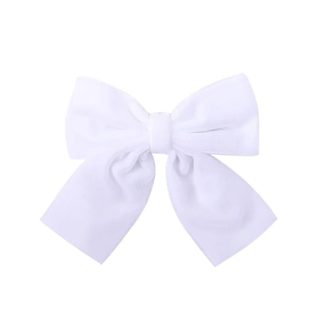4.3-inch Velvet Bow Hair Clips for Girls – Handmade Barrettes in Black, White, Red, Pink, Blue, Yellow, Kids Hair Accessories