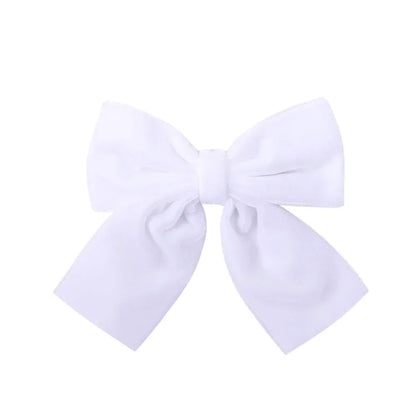 4.3-inch Velvet Bow Hair Clips for Girls – Handmade Barrettes in Black, White, Red, Pink, Blue, Yellow, Kids Hair Accessories