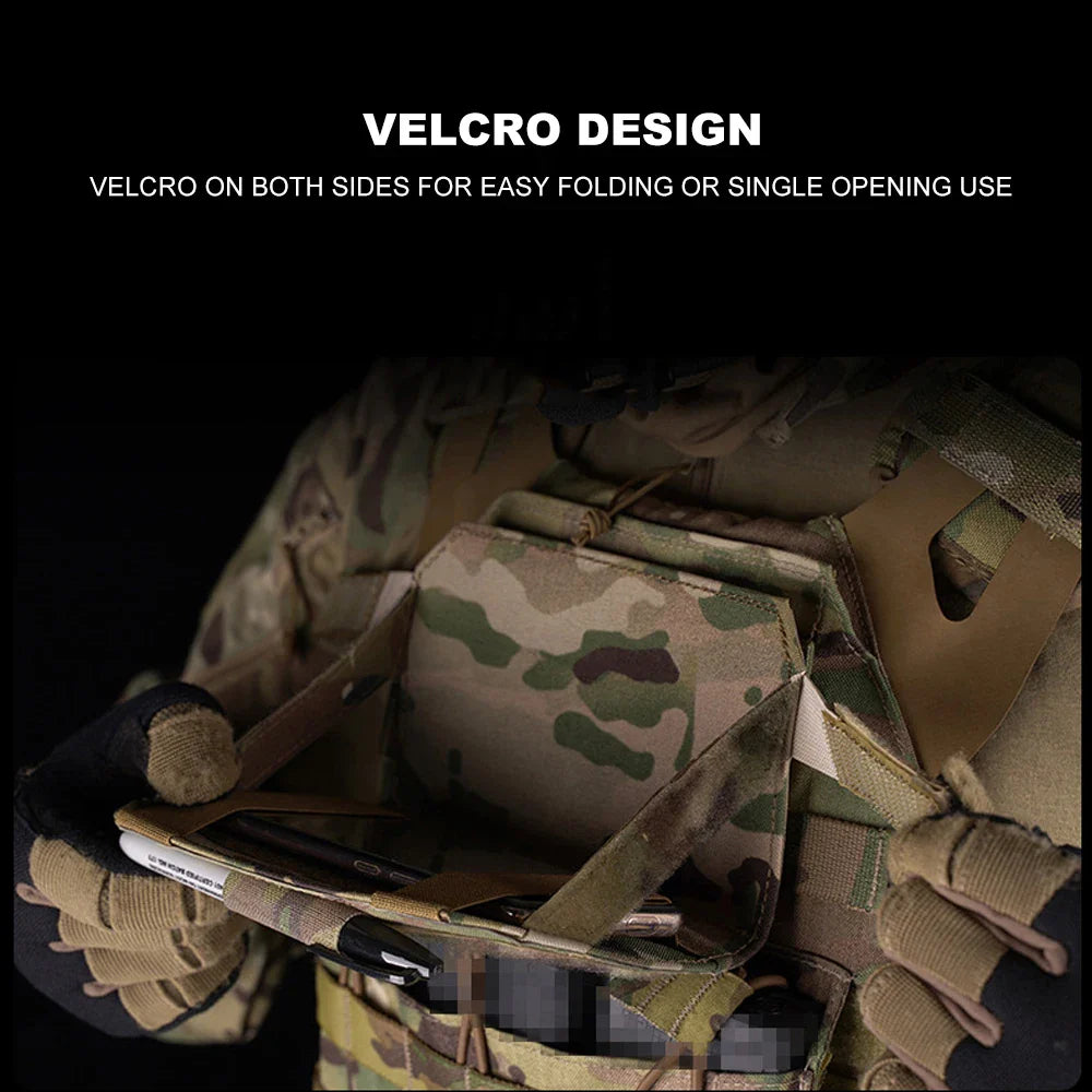 Tactical Admin Phone Pouch MOLLE – Military Hunting Vest Front Panel Map Holder & Utility Carrier Bag for Outdoor Navigation