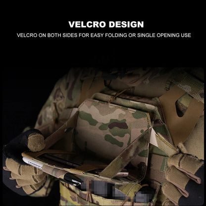 Tactical Admin Phone Pouch MOLLE – Military Hunting Vest Front Panel Map Holder & Utility Carrier Bag for Outdoor Navigation