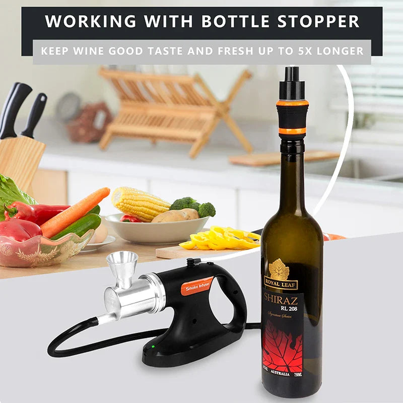 Portable Handheld Cold Smoking Gun with Vacuum Sealer: Electric Smoke Infuser Machine for Food, Drinks, and Cocktails - S268 Model