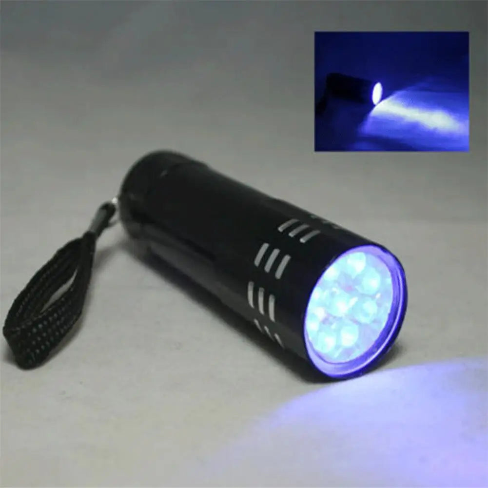 UV 9 LEDs Ultraviolet Flashlight – Multi-Functional Mini Fluorescent Torch, Lightweight, Portable, Waterproof Emergency Lamp
