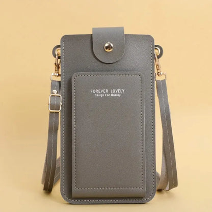 Women's Soft Leather Wallet Crossbody Bag – Touch Screen Phone Purse with Shoulder Strap