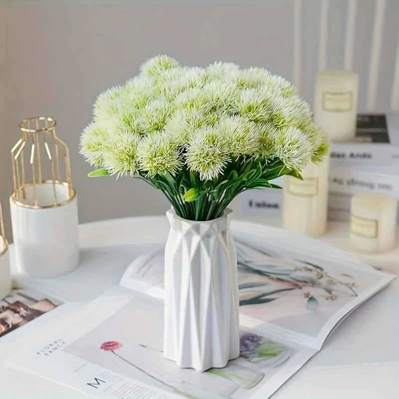 10Pcs Artificial Dandelion Flowers – Plastic Decorative Fake Plants for Wedding, Home, Room & Party Arrangement Decor