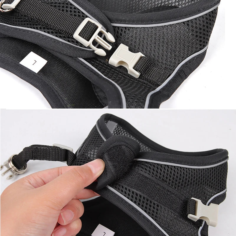 Adjustable Dog Harness Leash Set: Vest for Small Dogs, French Bulldog, Chihuahua, Pug - Outdoor Walking Lead