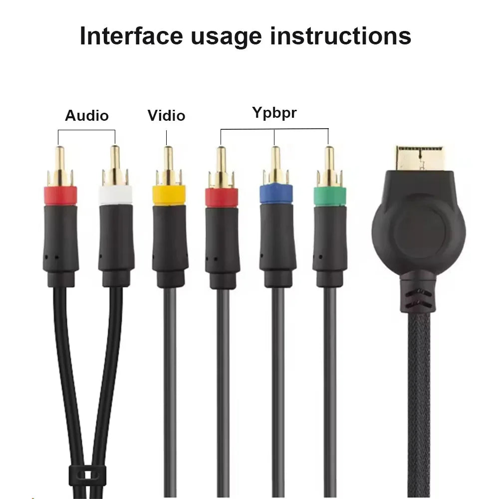 Sony PlayStation PS1/PS2/PS3 AV Cable 1.8M – Gold Plated YPbPr RCA Audio Video Cord for Game Console Connection