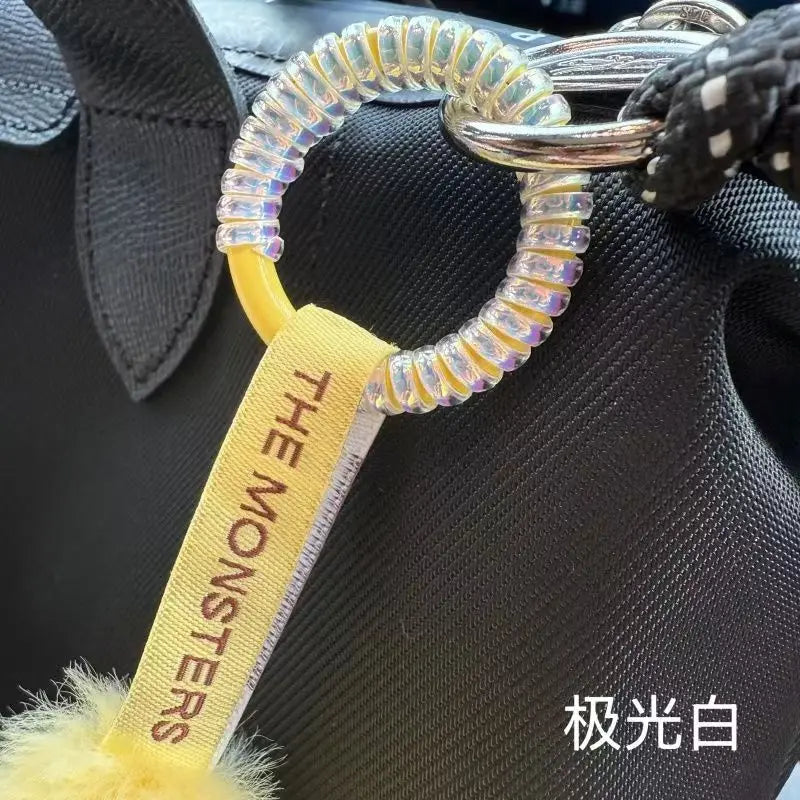 Labubu Anti-Drop Silicone Keychain — Colorful Winding Rope with Protective Ring, Fixed Safety Buckle