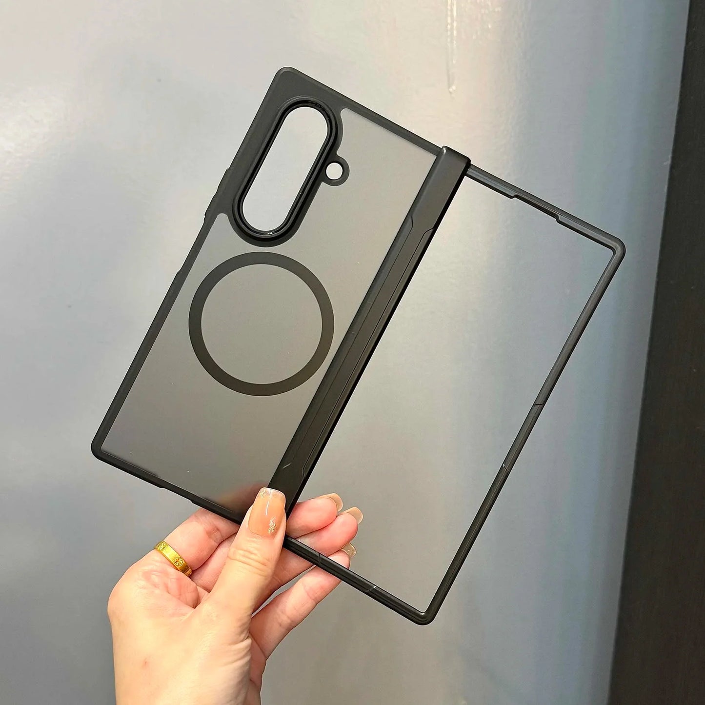 MagSafe-Compatible Case for Samsung Galaxy Z Fold 7 – Translucent Hinge, Shockproof Folding Cover with Magnetic Wireless Charging