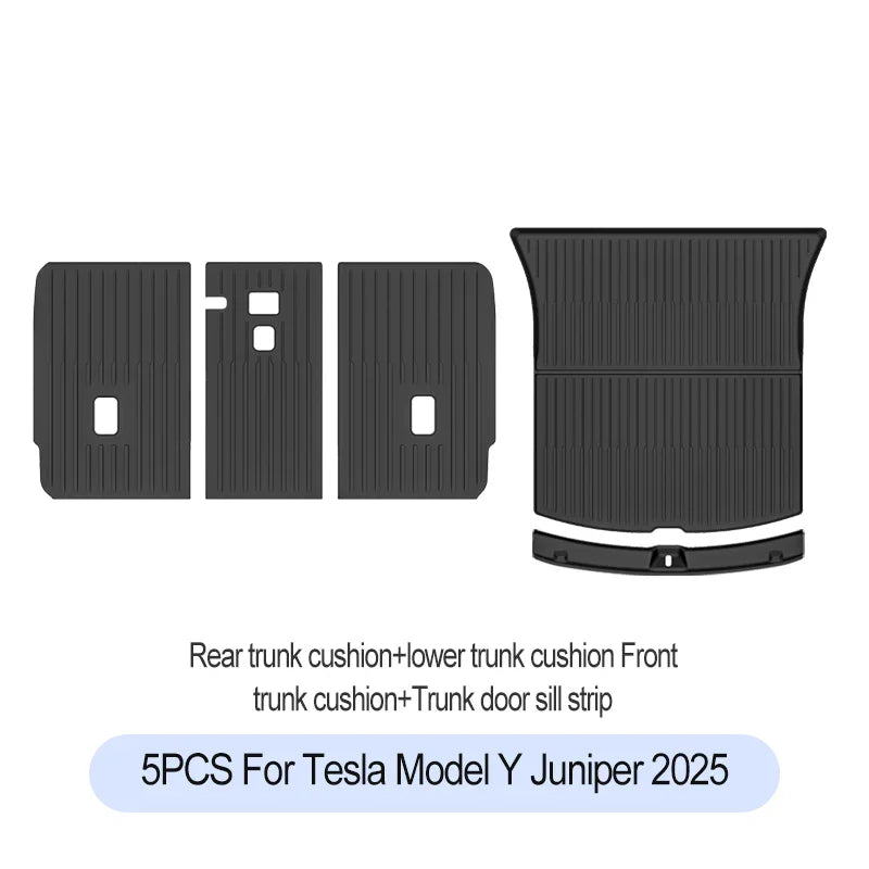 Tesla Model Y Juniper 2025+ TPE Floor Mats Set – Premium All-Weather Cargo & Trunk Liner, Wear-Resistant Car Interior Foot Protection Mats