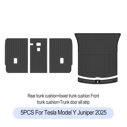 Tesla Model Y Juniper 2025+ TPE Floor Mats Set – Premium All-Weather Cargo & Trunk Liner, Wear-Resistant Car Interior Foot Protection Mats