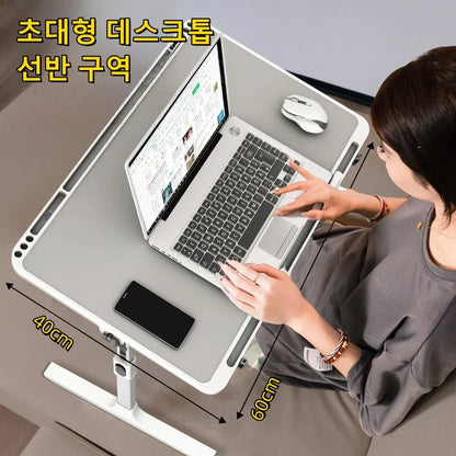 Adjustable Laptop Bed Tray Table – Portable Foldable Desk with Storage Drawer for Sofa & Lap Use
