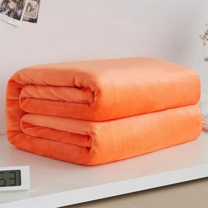 230GSM Coral Fleece Blanket – Soft Warm Flannel Bedspread & Sofa Cover in Blue & Pink
