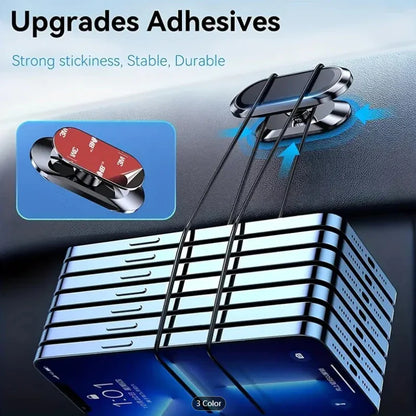 Magnetic Car Phone Holder - 360° Rotatable Mini Strip Shape Stand with Strong Metal Magnet for iPhone 14 & Huawei GPS Mount