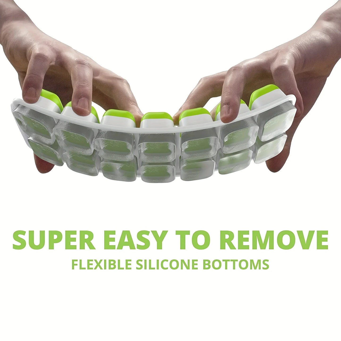 Silicone Ice Cube Mold – Easy-Release Flexible Tray with Spill-Resistant Removable Lid, Stackable Ice Trays with Covers