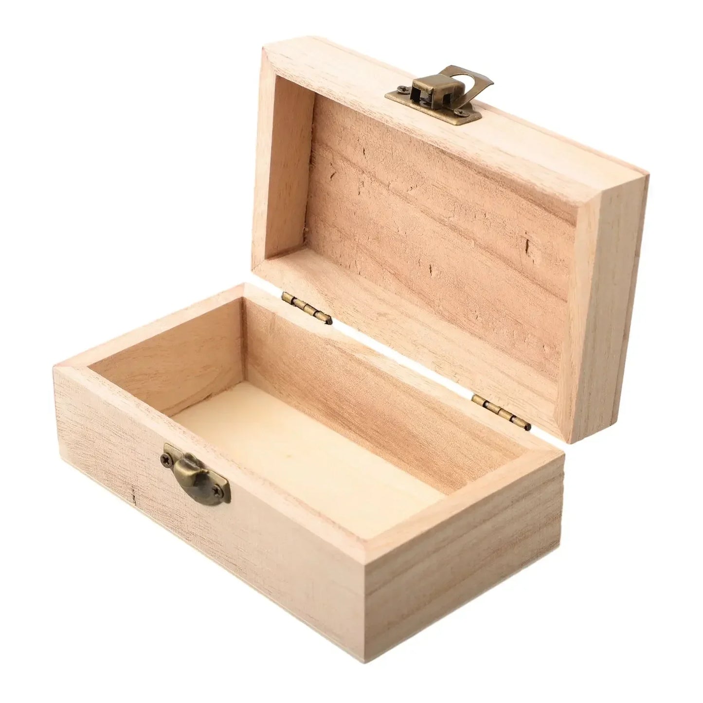 Wooden Jewelry Storage Box with Lid — Square Hinged Craft Box for DIY, Home Decor, and Mother's Day Gift