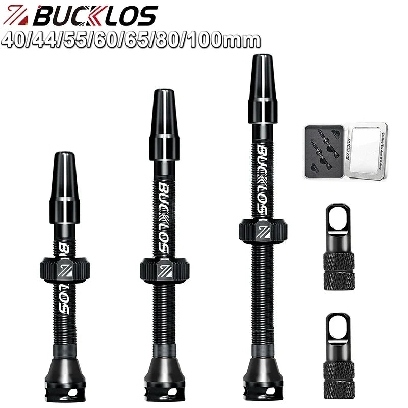 BUCKLOS Tubeless Presta Valve 40–100mm — CNC Aluminum Alloy Bike Valve for Road & MTB