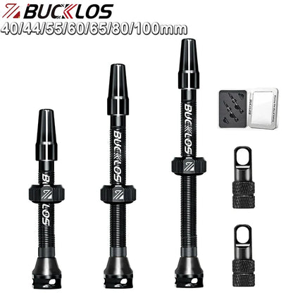 BUCKLOS Tubeless Presta Valve 40–100mm — CNC Aluminum Alloy Bike Valve for Road & MTB