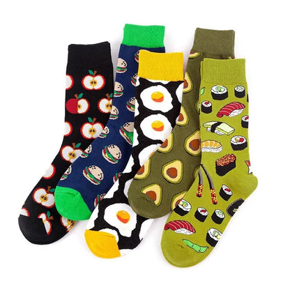 5-Pair Funny Printed Sports Socks - Harajuku Hip Hop Casual Fashion Socks for Men & Women
