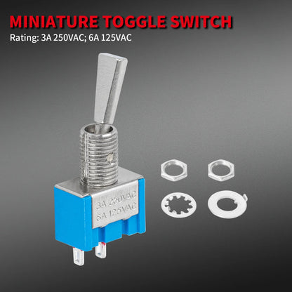 DaierTek 5PCS 2-Pin Mini Toggle Switch – SPST 2-Position ON/OFF Flat Handle Latching Switch for Car & Truck with Solder Terminals
