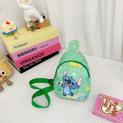 Stitch & Angel Sling Chest Bag – Cartoon Anime Crossbody Shoulder Bag with Coin Purse for Daily Travel
