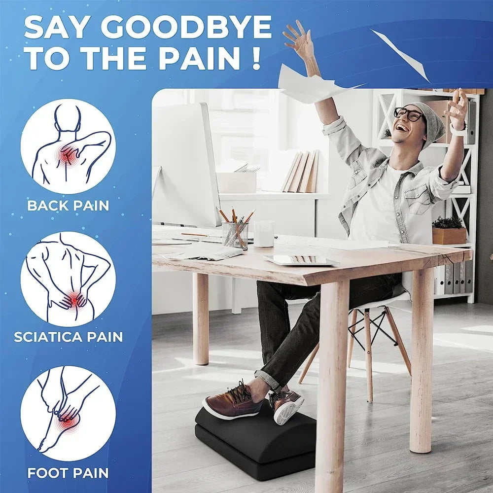 Adjustable Memory Foam Under Desk Foot Rest – Height-Adjustable Foot Stool for Office & Gaming Chair, Back & Hip Pain Relief