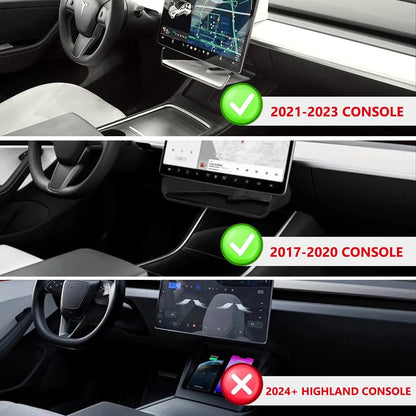 Center Console Organizer for Tesla Model 3 & Model Y Highland – Anti-Slip Under Screen Storage Box with Screen Back Storage