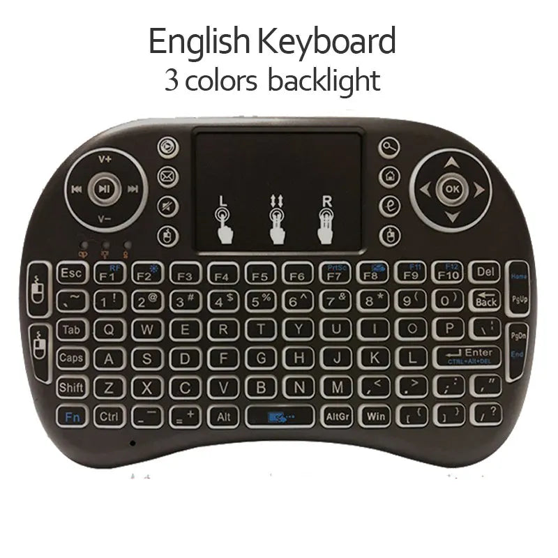 2.4G Air Mouse Remote — Colorful Backlight Touchpad Keyboard for Android TV Box & PC I8 Mini Wireless