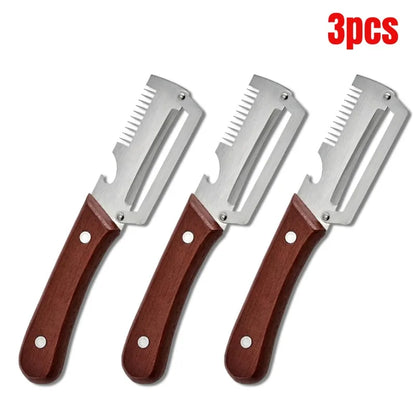 3-in-1 Multifunctional Stainless Steel Peeler – Vegetable & Fruit Slicer Tool with Bottle Opener, Durable Kitchen Gadget